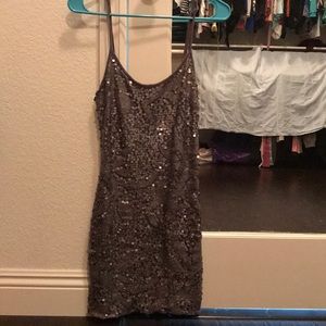 Gray sequin mini dress